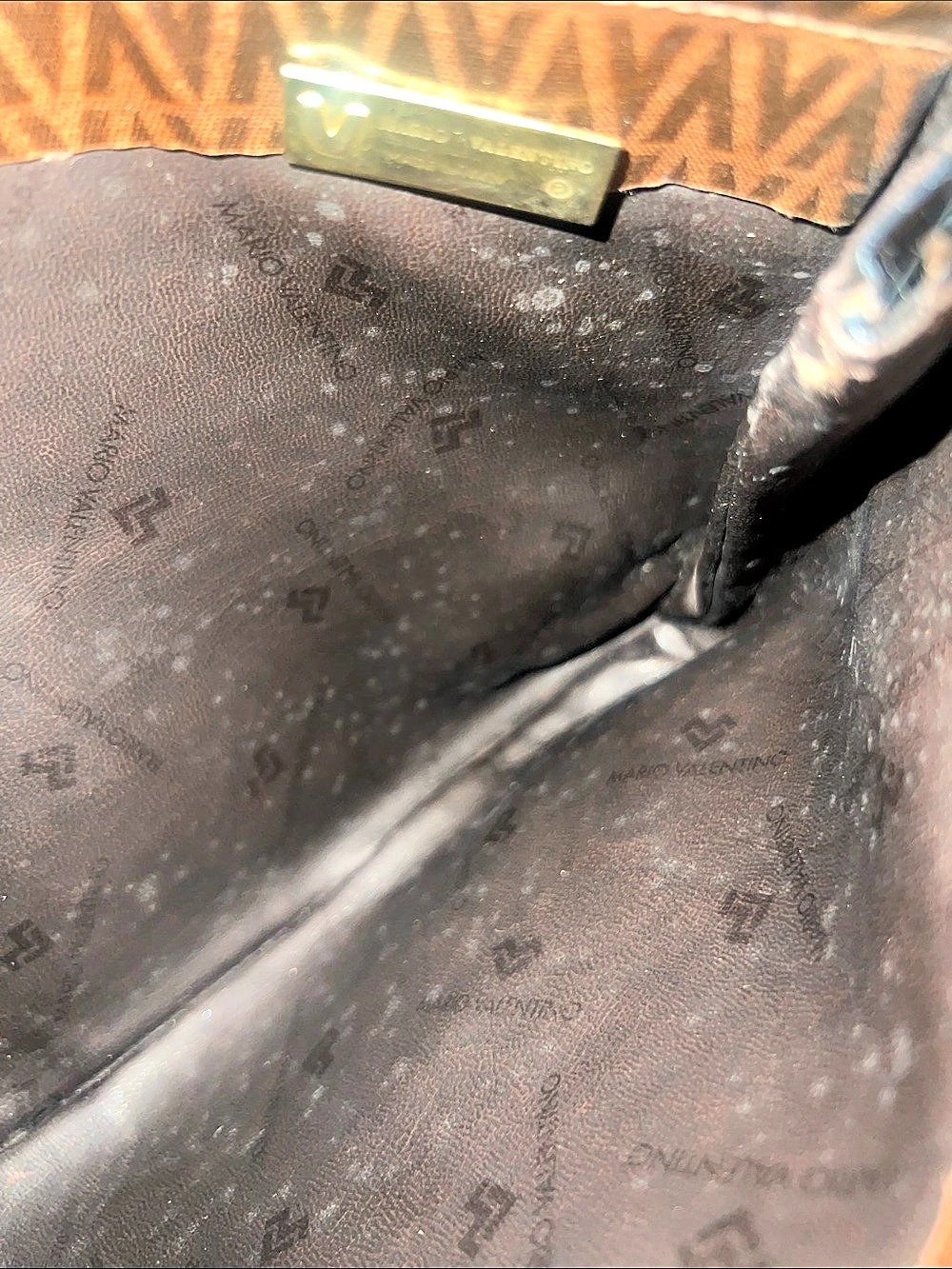 Mario Valentino Geometric Brown Clutch - Picture 2 of 11